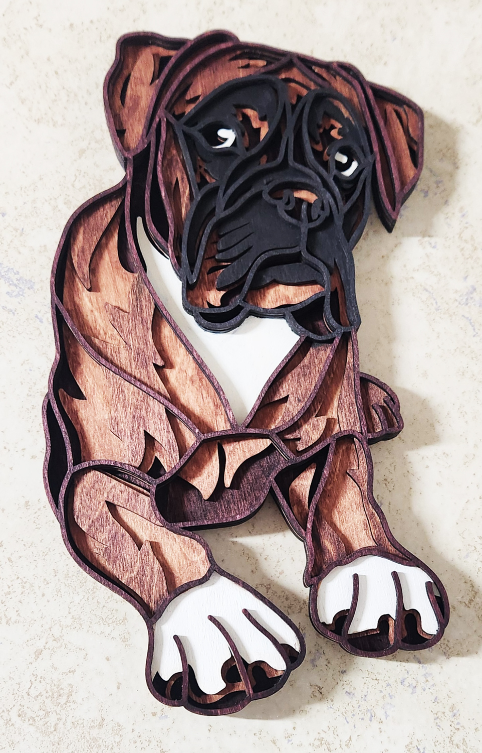 (image for) Layered Boxer Dog Wall Art